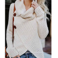 Latest Design Pattern Jacquard Knitwear Custom Women Turtleneck Poncho Sweater